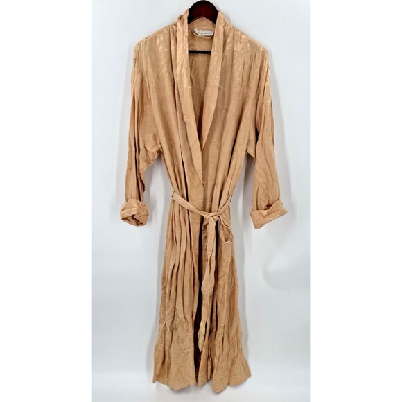 VINTAGE 90's Victoria Secret Gold Full Length Robe USA Made With Pockets MEDIUM - Picture 1 of 11